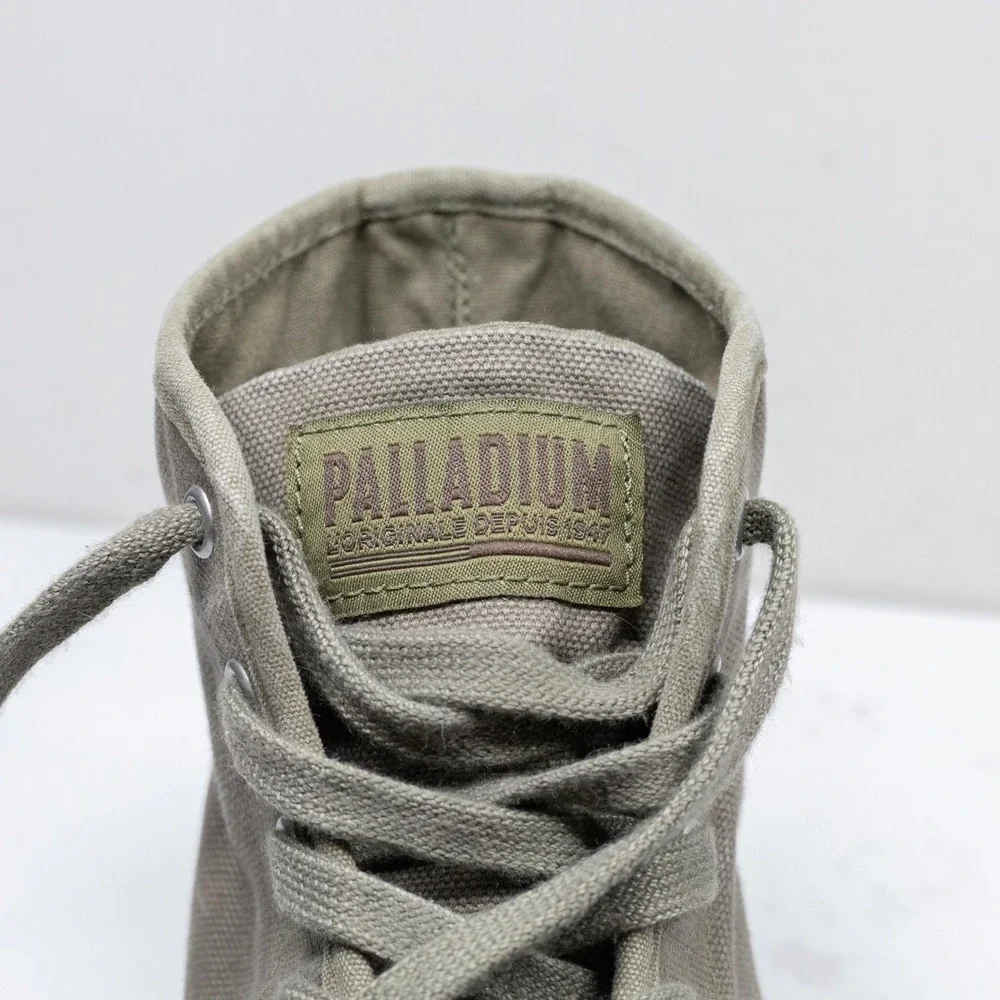 PALLADIUM Pampa Hi Canvas Lug Sole Combat Boots Gorpcore Dark Olive Mens Sz 10